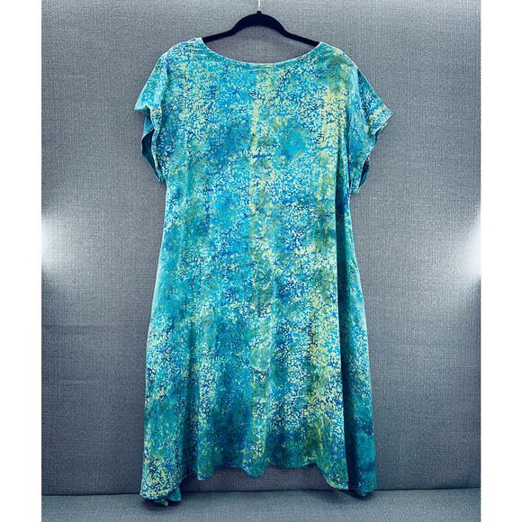 La Luna Loca Womens Loose Fit Blue Tie Dye 100% Rayon Midi Dress Pockets SizeXXL - Picture 7 of 9
